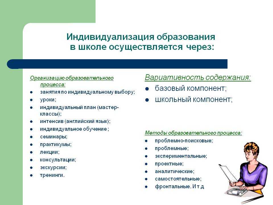 Технология индивидуального обучения индивидуальный подход индивидуализация обучения метод проектов